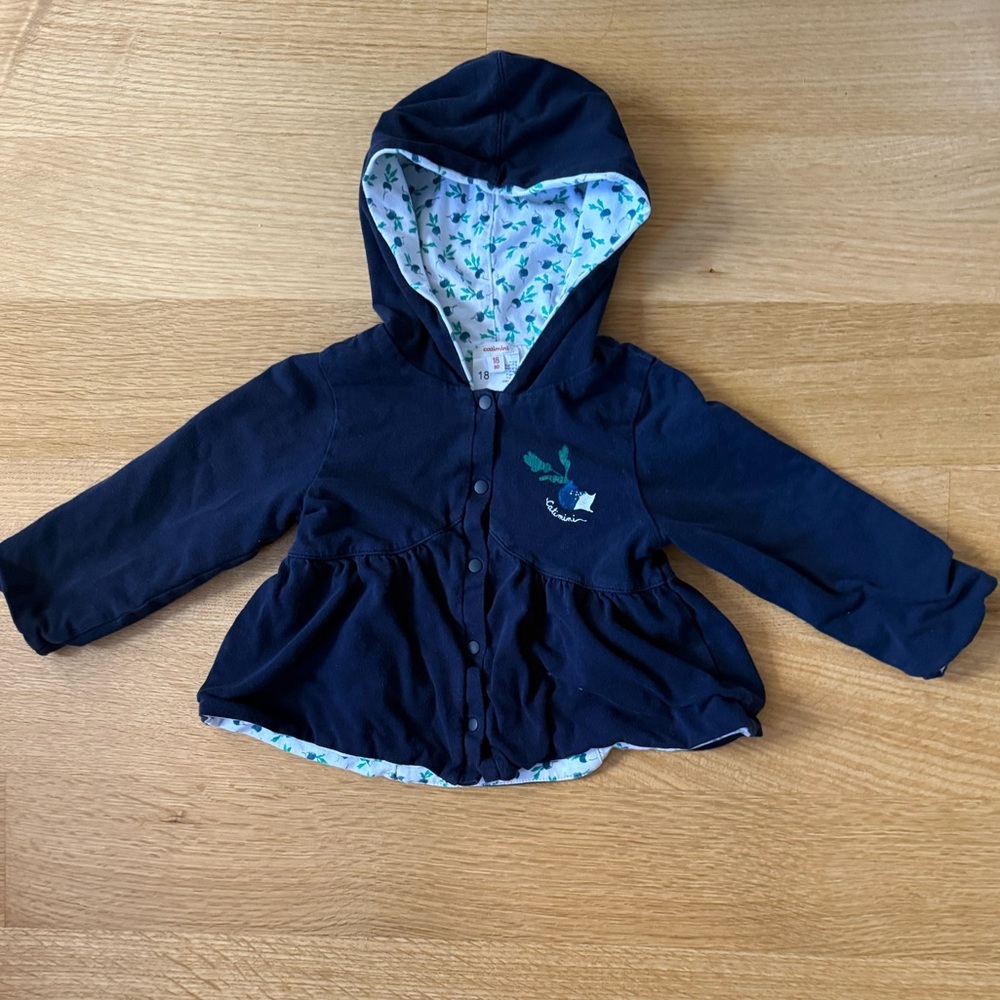 Catimini ADORABLE Dark Blue Baby Jacket with Leaf Print